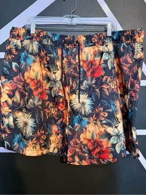 Nike Men’s Floral Athletic Shorts - Black, Red, Orange, Blue